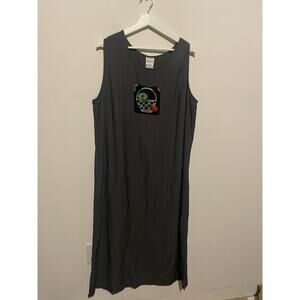 Studio C Plus Size 22W Black Sleeveless Maxi Dress Rayon Blend Strawberry Design